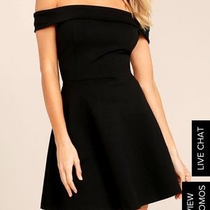Lulus Black off-the-shoulder skater dress